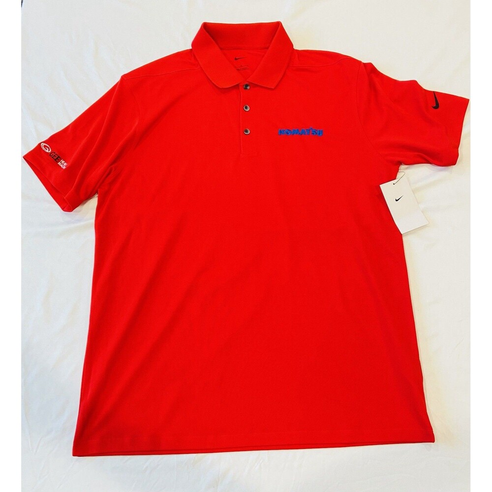 NWT Mens Nike Red polo 3 Buttons Machining Athletic Wear Size Large